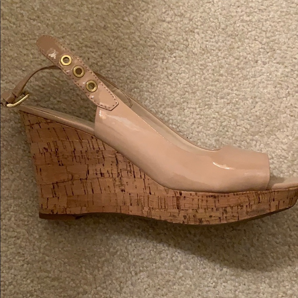 Nude Cork Wedge Sandals